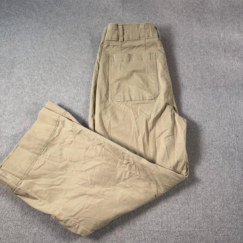 Bagatelle Collection Wide Leg Crop Pants Womens 4 Khaki Tan Patch Pocket